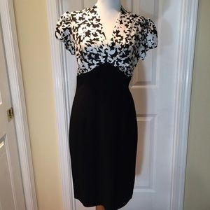 Silk Empire Waist Black/White Dress